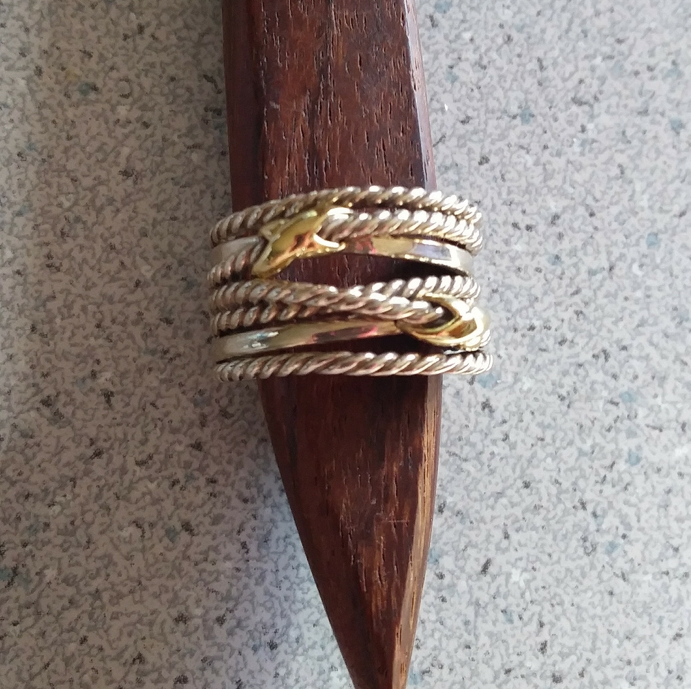 David Yurman Silver and Gold Rope Ring